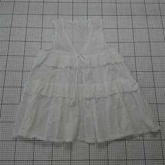 ◇ ⊂ ドットアンドストライプス Dot and Stripes ノースリーブフリルブラウス ホワイト レディース F E  【1511110047698】