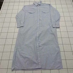 ◇ ⊇ シップス SHIPS any ストライプシャツワンピース ブルー系 レディース Fサイズ E  【1511110049678】