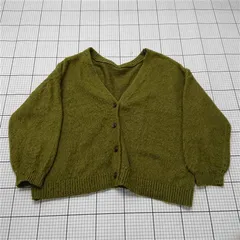 ◇ ⊇ Shelly islandシェリーアイランド ニット ゆったり 長袖 カーディガン サイズ表記なし カーキ系 レディース E  【1511120010279】