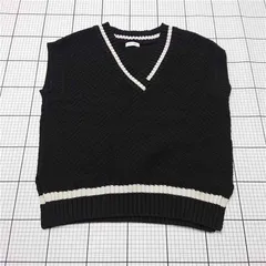 ◇ ⊇ GLOBAL WORK グローバルワーク Vネック ニット ベスト サイズF ブラック系 レディース E  【1511120010231】
