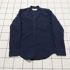 ◇ Θ nano universe ナノユニバース バンドカラー 長袖 シャツ サイズL ネイビー系 メンズ E  【1511120015526】