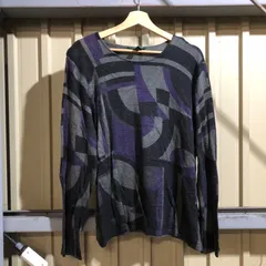 1071 LAULEN RALPH LAUREN セーター ブラック パープル グレー 2XL ローレンラルフローレン ニット コットン 幾何学模様 古着卸 アメリカ仕入