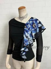 【MERRY】新品　社交ダンス　青　白　黒　トップス　ラテン　タンゴ　フラメンコ　8252　パソ