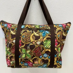 7062　 LeSportsac レスポートサック　　肩がけ トートバッグ　ハンドバッグ　手提げ 総柄　ジュエリー柄　ブラウン系 ポケット　多機能　機能的
