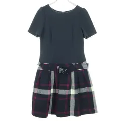 美品 To b. by agns b トゥービーバイアニエスベー チェック柄 半袖 ミニワンピース 36 ブラック レディース 古着