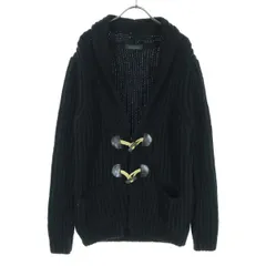 ZARA MAN ザラマン スペイン製 ウール混 長袖 ショールカラー ダッフル ニットカーディガン Ｍ ブラック メンズ 古着