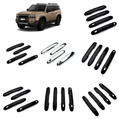 【送料無料】トヨタ車ランドクルーザーLC250 2024年～対応 ドアハンドルカバー ABS製 銀/黒/カーボン 4枚 外装ドレスアップ