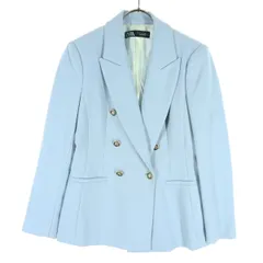 ZARA ザラ 長袖 ダブル ブレザー M ライトブルー ジャケット レディース 古着