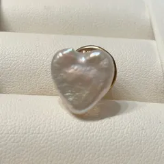 バロック真珠ハート型　大粒淡水パール　ピンブローチ