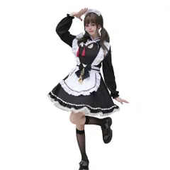  メイド服 コスプレ ハロウィン 仮装 ロリータ ロリ 蝶結ぶ 胸空き コスチューム レディース エプロン 衣装 長袖 半袖 フリル 可愛