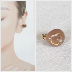 ココアブラウン パール イヤーカフ ゴールド 丸 シンプル 上品 【506】