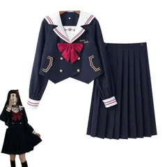  セーラー服 ブラック 黒 長袖 半袖 女子高生 赤蝶結ぶ 3点セット コスプレ JK 制服 スカート 上下セット 女子制服 ハロウィー