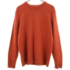 nano universe ナノユニバース 長袖 タック鹿の子クルーネック セーター M オレンジ ニット メンズ 古着