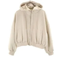 ZARA ザラ フェイクスエード フードジャケット L グレージュ レディース 古着