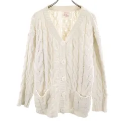 gelato pique ジェラートピケ PARIYA パリヤ コラボ 長袖 Vネック カーディガン F ホワイト ルームウェア レディース 古着