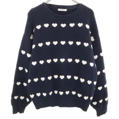 FREAK'S STORE フリークスストア ハート柄 長袖 セーター F ネイビー ニット レディース 古着