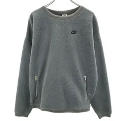 美品 NIKE ナイキ 長袖 ボア トレーナー S グレー フリース メンズ 古着