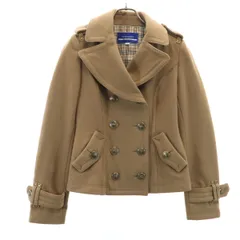BURBERRY BLUE LABEL バーバリーブルーレーベル ウールブレンド 裏ノバチェック ピーコート 38 ベージュ 三陽商会 レディース 古着