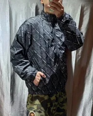 L アディダス adidas パターン フリース裏地 ナイロン ジャケット