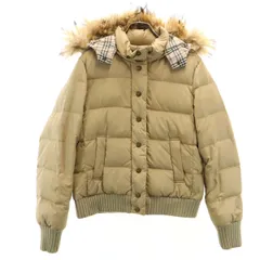 BURBERRY LONDON BLUE LABEL バーバリー ロンドン ブルーレーベル ダウンジャケット 38 ベージュ ラクーンファー付き レディース 古着