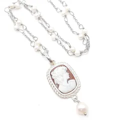 diluca ディルーカ SILVER 925 シルバー ネックレス カメオ パール イタリアンジュエリー 真珠