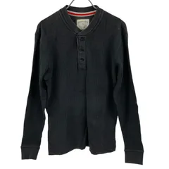 OG9 UNIQLO ユニクロ オリジナルウォッシュ ワッフル ヘンリーネック Tシャツ 長袖 ブラック サイズS