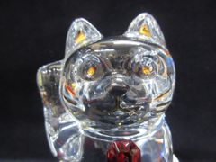 未使用 Baccarat バカラ 招き猫 レッドオクトゴン 白色 未開封座布団付