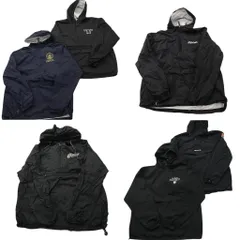 古着卸 まとめ売り アノラックパーカー ジャケット 6枚セット (メンズ L ) プルオーバー チームロゴ ブラック 中古 古着 NC8579