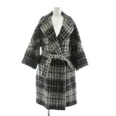 マックスマーラ ウィークエンドライン MAX MARA WEEKEND LINE アルパカ モヘア ベルテッドコート ロング チェック柄 ウール混 ベルト付き 40 黒 ブラック グレー 50860833070 /KU