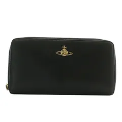 ヴィヴィアンウエストウッド Vivienne Westwood 長財布 レザー ラウンドファスナー オーブ ロゴ ゴールド金具 黒 ブラック /XZ ■GY18