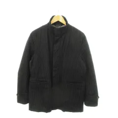 トゥモローランド TOMORROWLAND 中綿ジャケット スタンドカラー フロントボタン 比翼 カシミヤ混 ストライプ M 黒 ブラック /MN12 ■GY37のサムネイル
