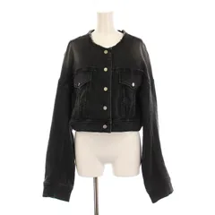 メゾンスペシャル MAISON SPECIAL Cut Denim Jacket カット デニム ショートジャケット ノーカラー ジージャン Gジャン F 黒 ダークグレー 21232215802 /YMのサムネイル