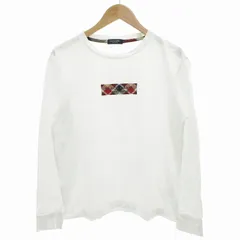 ブラックレーベルクレストブリッジ BLACK LABEL CRESTBRIDGE 美品 Tシャツ 長袖 カットソー ロゴ チェック柄 M 白 ホワイト 赤 レッド ベージュ /OU ■GY18