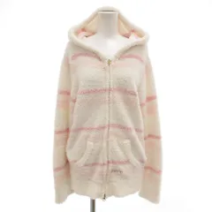 ジェラートピケ gelato pique ルームウェア パーカー F 長袖 ジップアップ ボーダー柄 白 ホワイト ピンク /AE