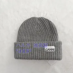 GANNIクラシックアルファベットロゴドームクラシックウール混紡毛糸キャップニット帽レディース #グレー