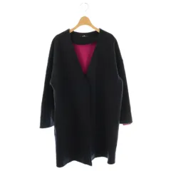 ピーエスポールスミス PS Paul Smith ウール混 ノーカラーコート ロング XL ネイビー /HK ■OS