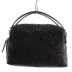 サンリオ sanrio Hello Kitty tamed by tamami watanabe ハローキティ テイムドバイタマミワタナベ コラボ 50周年記念 ハンドバッグ ショルダー 2WAY ダイヤモンドパイソン レザー 黒 ブラック /XZ ■GY18