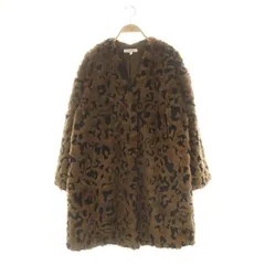 マウジー MOUSSY FAUX FUR A LINE フェイクファーコート ノーカラー アウター ロング F 茶色 黒 ブラウン ブラック /ES ■OS ■SHのサムネイル