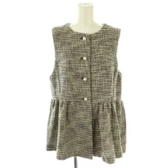 シップス SHIPS スラブ ツイード ジレ ベスト 前開き アイボリー 黒 /NR ■OS