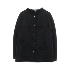 シャネル CHANEL ノーカラージャケット ココマークボタン キルティングカーディガン P57087K07441 ブラック シルク カーディガンジャケット レディース Used A