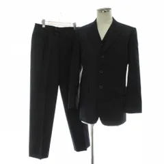 ポールスミス PAUL SMITH LESSONA レッソーナ生地 スーツ セットアップ 3ピース テーラードジャケット シングル 3B 背抜き 肩パッド サイドベンツ パンツ スラックス ベスト ウール M 紺 ネイビー /XZ ■GY44