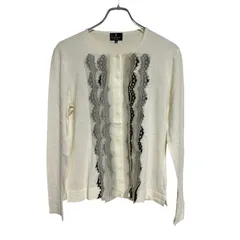 ZM1646 LANVIN ランバン カーディガン ニット ウール ホワイト ブラック カジュアル レディース 38