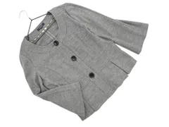BURBERRY LONDON バーバリーロンドン ウール混 ペプラム ノーカラー ジャケット size42/グレー ◇■ レディース