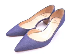 Christian Louboutin クリスチャンルブタン デニム ポインテッドトゥ パンプス size37(24ｃｍ）/青 ■■◎レディース