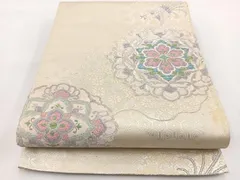 平和屋着物◎六通柄袋帯　唐織　鳳凰正倉院花文　銀糸　正絹　逸品　BAAV7241yc