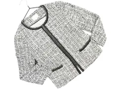 自由区 ツイード ジャケット size38/オフホワイトｘ黒 ◇■ レディース