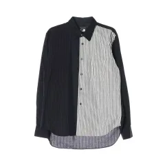 コム・デ・ギャルソン オムプリュス ストライプ バイカラー シャツ ブラック S