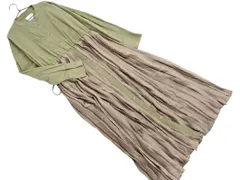 GENE HEAVENS ジーンヘブンズ サテン プリーツ ドロスト ドッキング ワンピース sizeF/カーキｘグレージュ ◇■ レディース