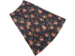 LAURA ASHLEY ローラ アシュレイ 花柄 Aライン 台形 スカート size7/紺 ■■ レディース