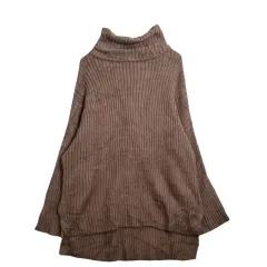 JPN ブラウン タートルネック ロング ニット F